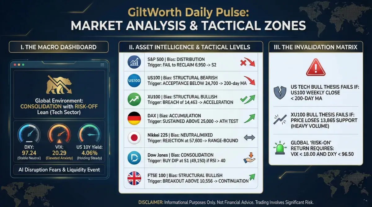 GiltWorth Daily Pulse: Global Consolidation & AI Scare Volatility | February 18, 2026